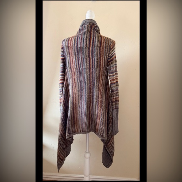 I Jeans By Buffalo Gray Multicolored Striped Open Front Cardigan Sweater Medium - Picture 5 of 8